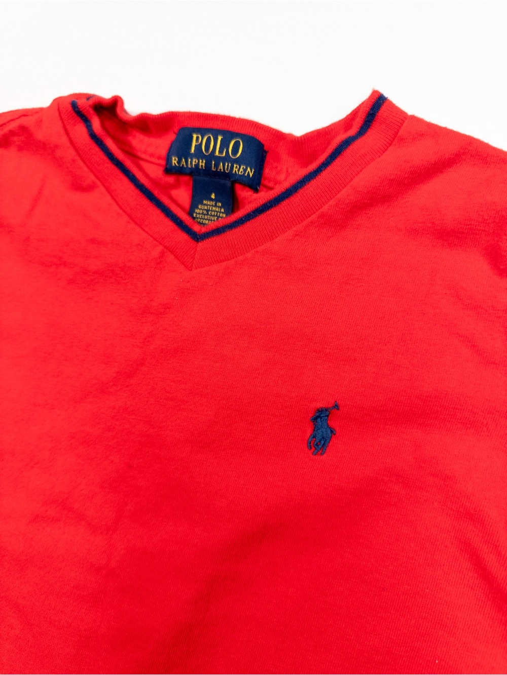 Polo by Ralph‎ Lauren Kids Red V-Neck Shirt with Navy Pony